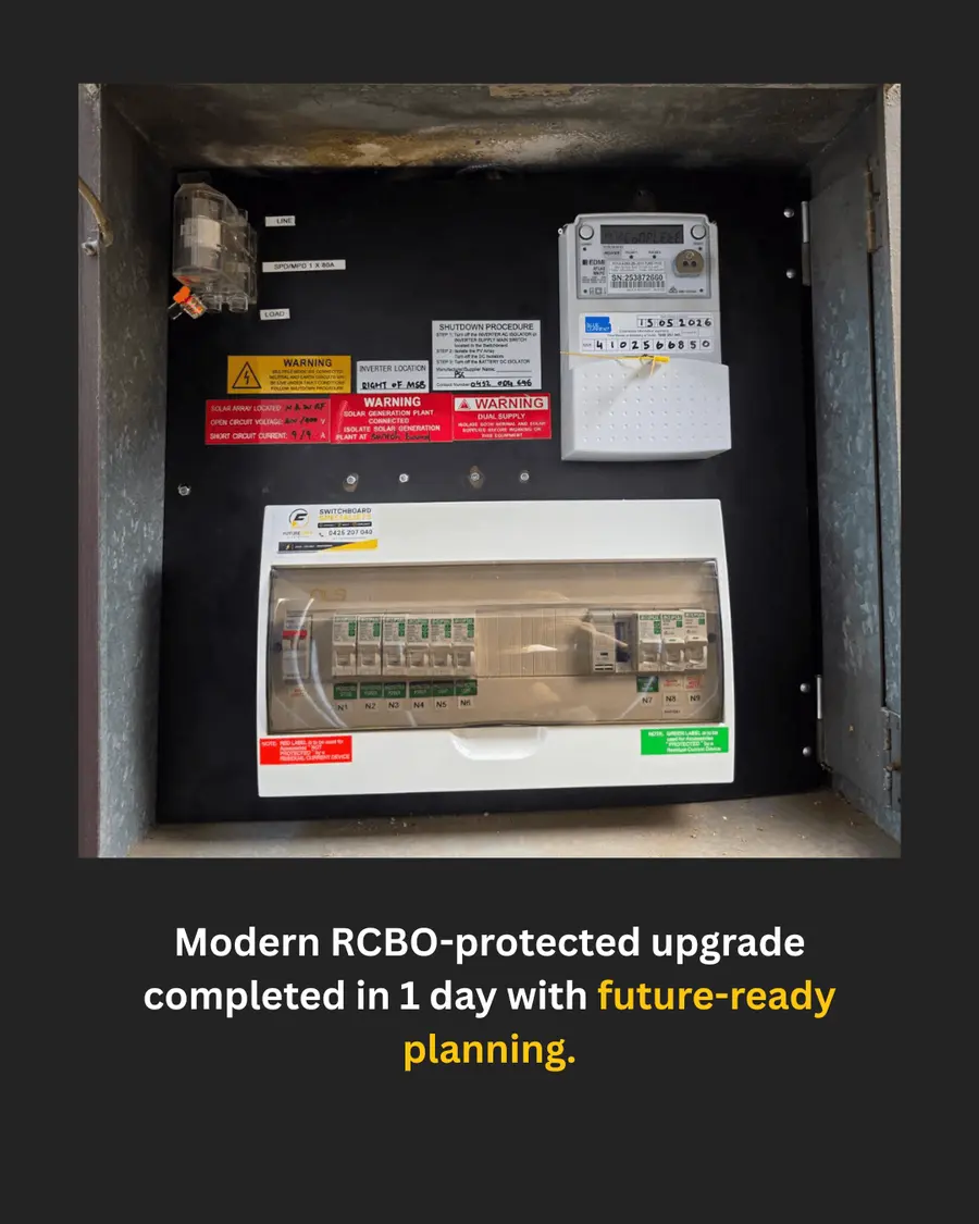 Modern RCBO switchboard upgrade