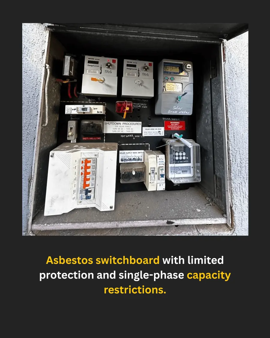 Asbestos switchboard before upgrade